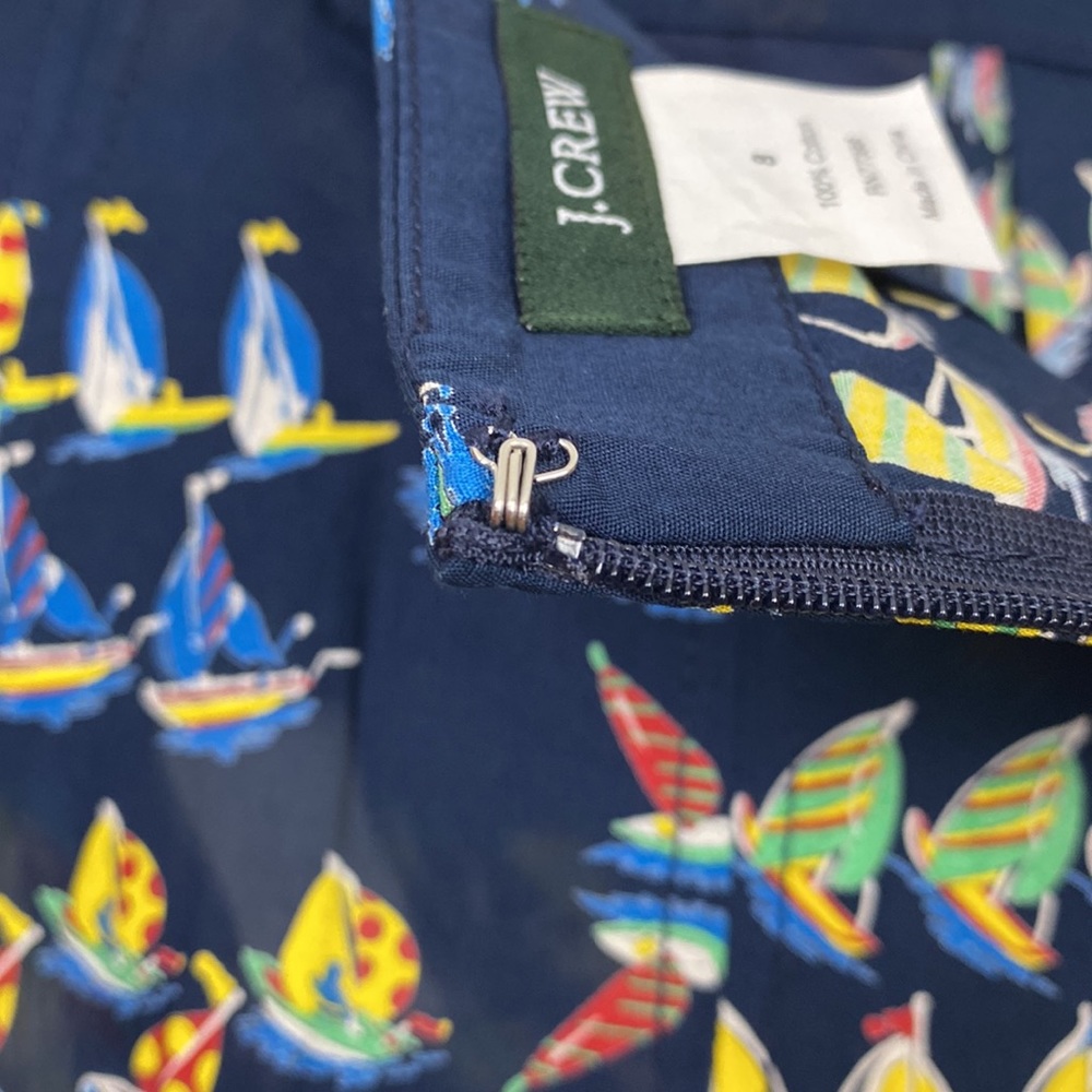 Rare J.Crew 8 Sailboat Skirt Vintage Navy Pleats Side Pockets Back Zipper - Picture 14 of 15
